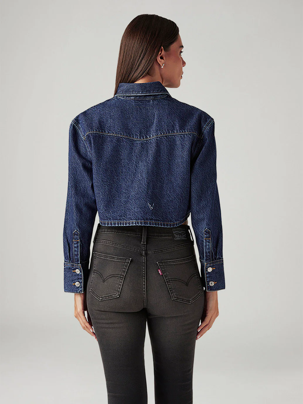 Women's Solid Indigo Denim Jacket - Image 3