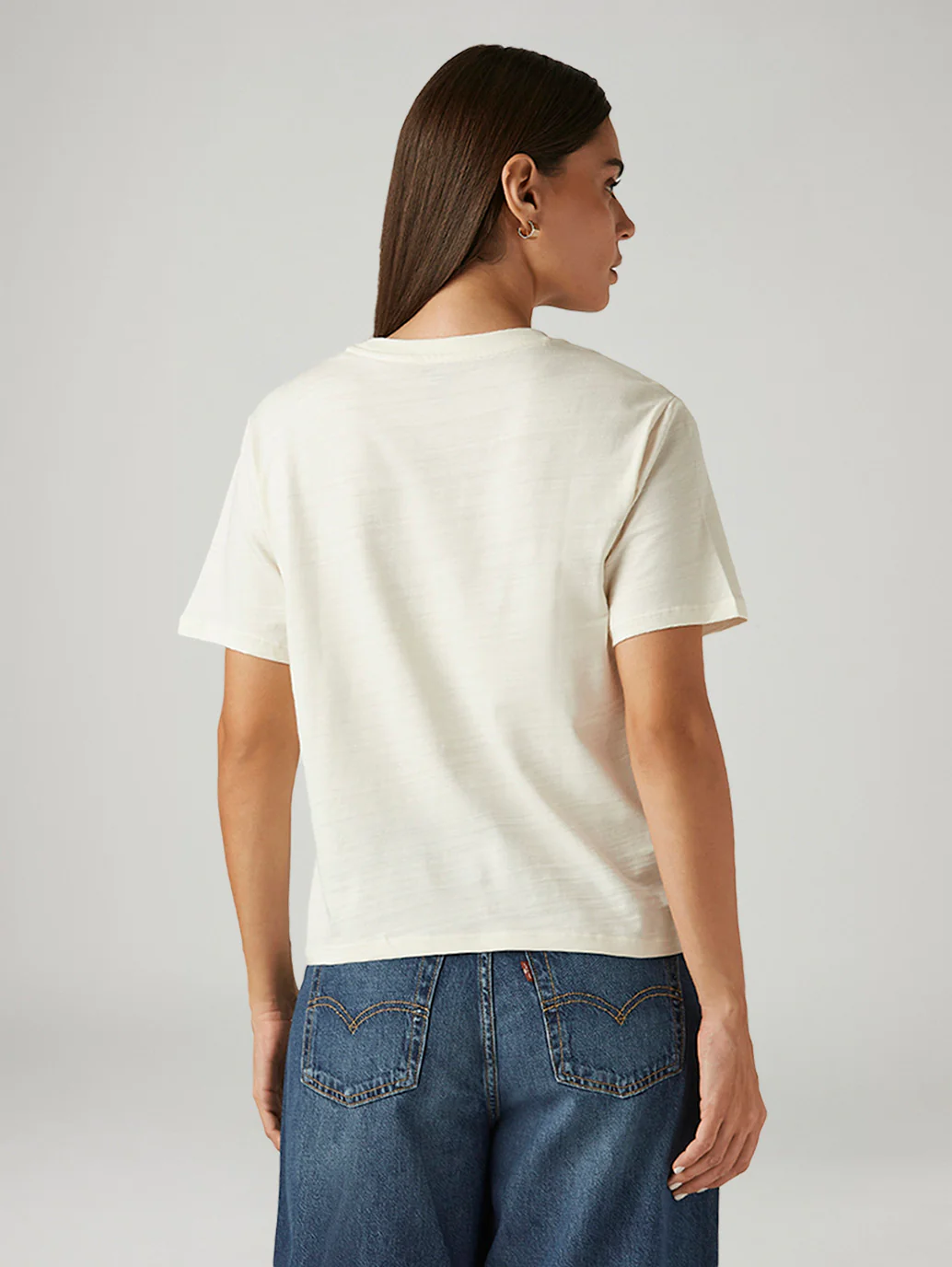 Women's Solid Off-White Relaxed Fit T-shirt - Image 3