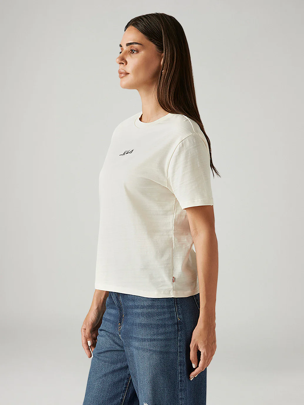 Women's Solid Off-White Relaxed Fit T-shirt - Image 5