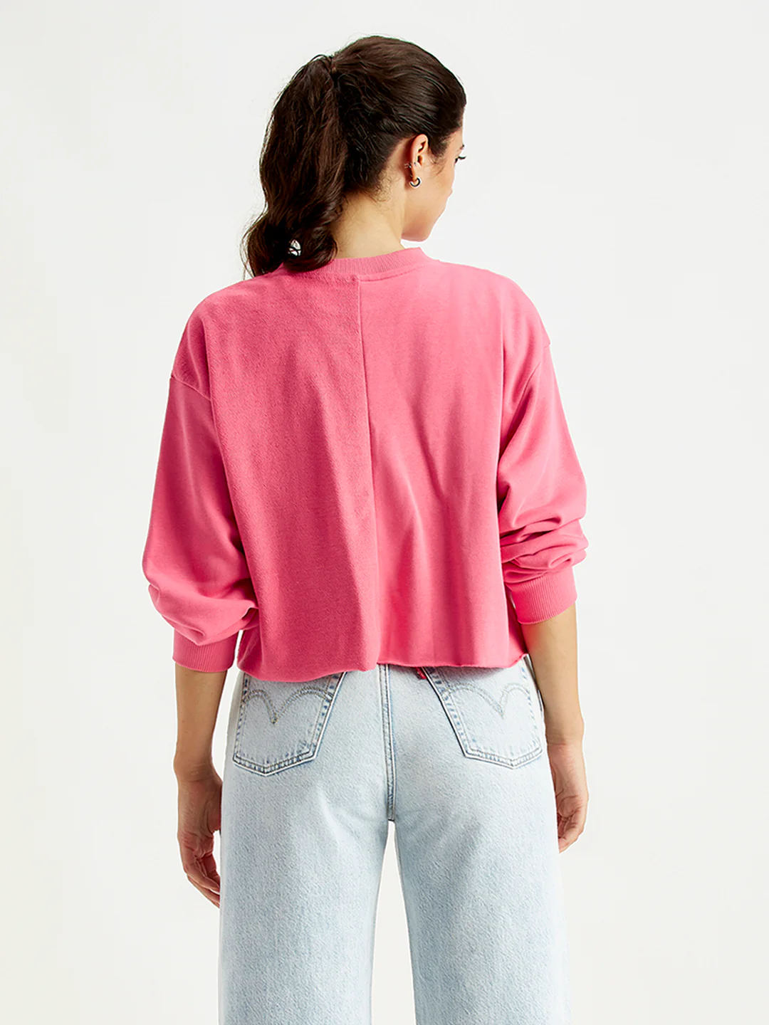 Women's Solid Pink Crew Neck Sweatshirt - Image 2