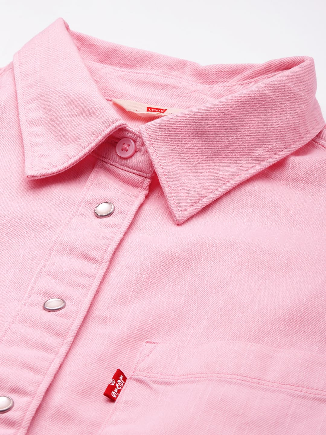 Women's Solid Pink Collar Nack Top - Image 5