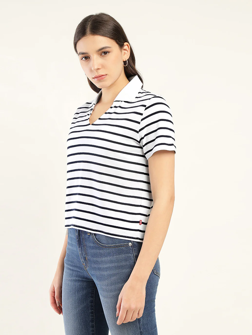 Women's Striped Polo T-Shirt - Image 5