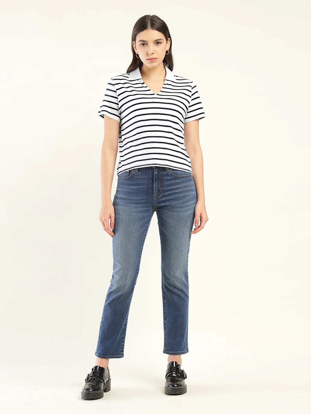 Women's Striped Polo T-Shirt - Image 6