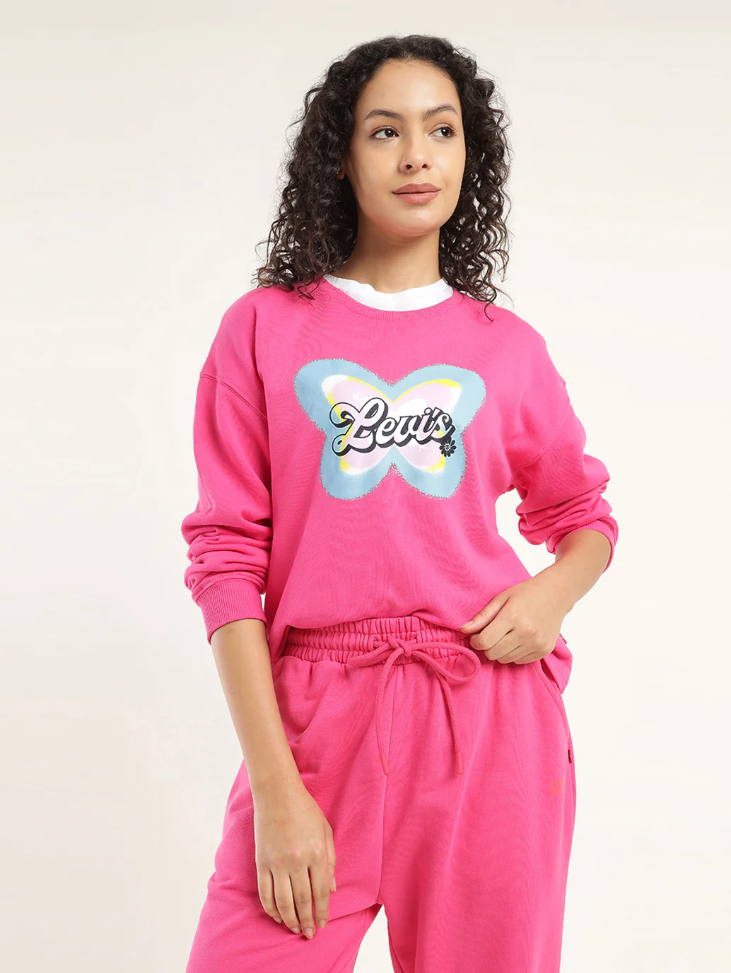Women's Graphic Pink Crew Neck Sweatshirt