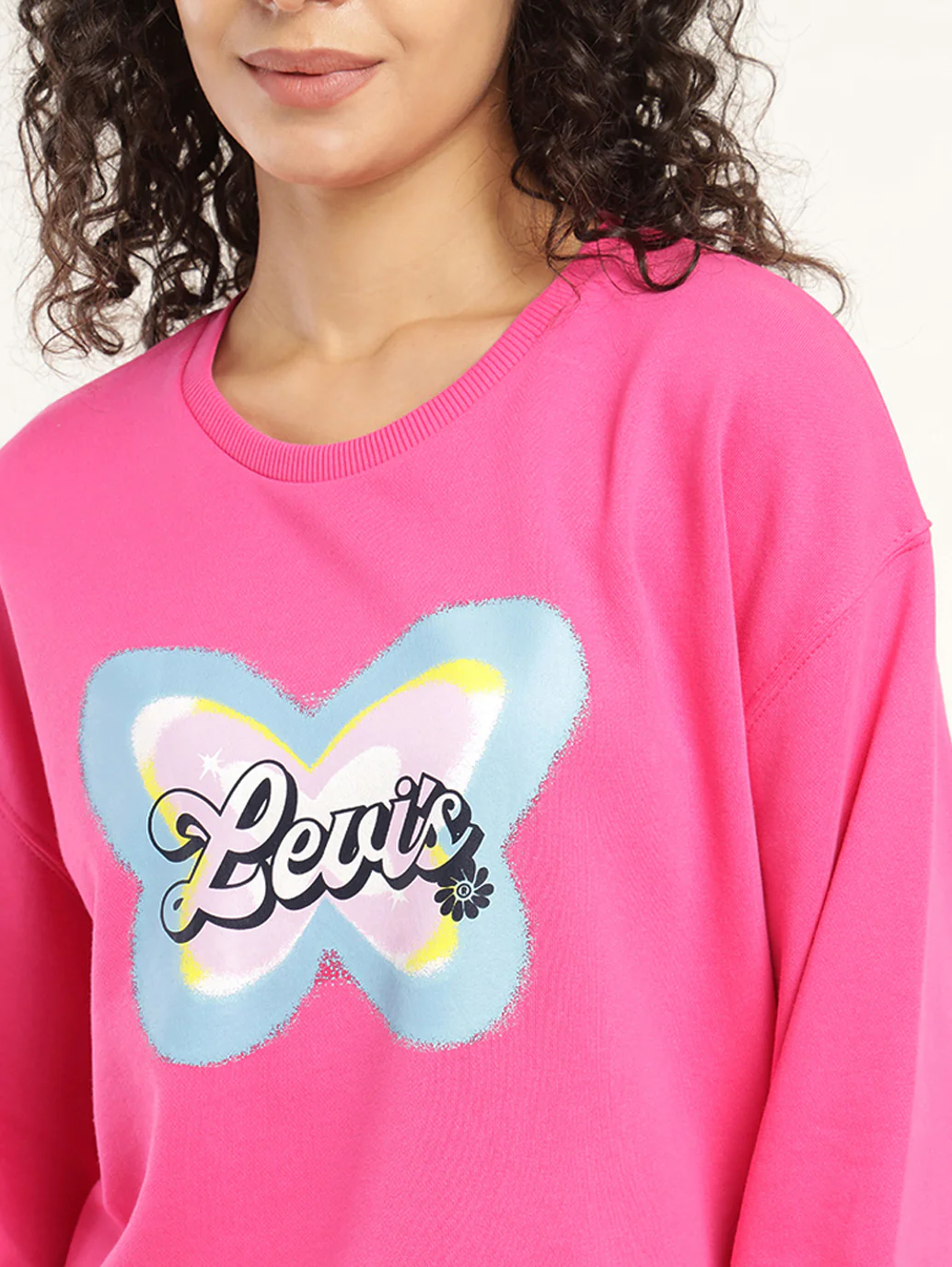 Women's Graphic Pink Crew Neck Sweatshirt - Image 4