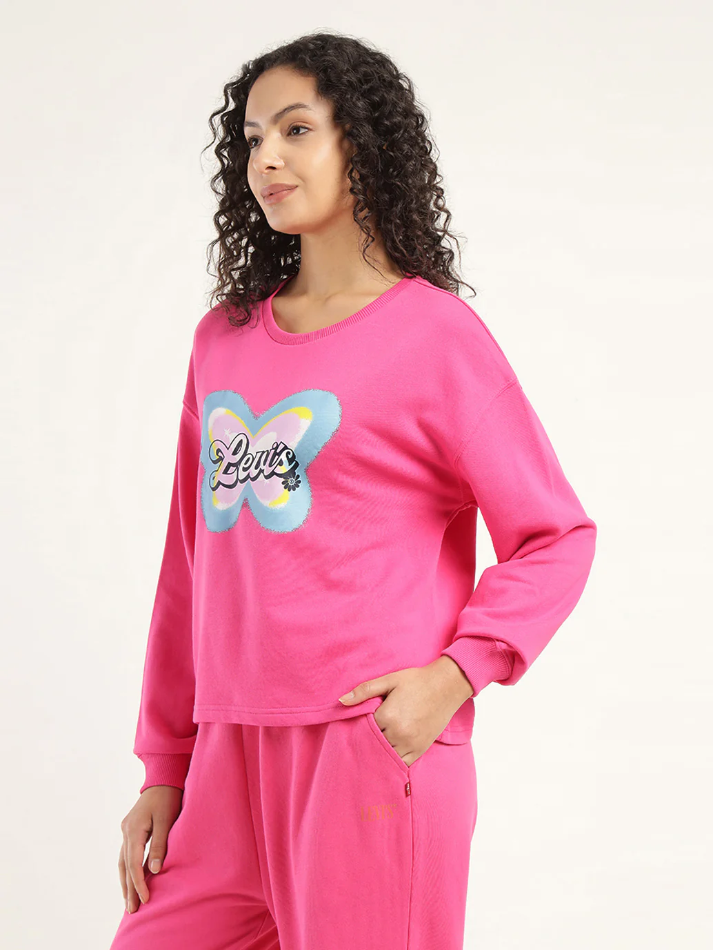 Women's Graphic Pink Crew Neck Sweatshirt - Image 5