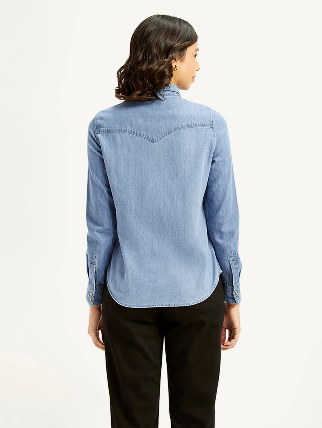Women's Solid Regular Fit Denim Shirt - Image 3