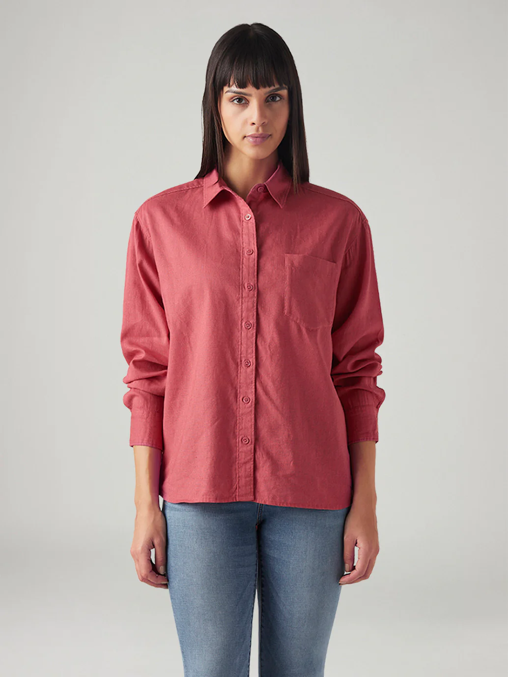 Women's Solid Relaxed Fit Linen Shirt - Image 5