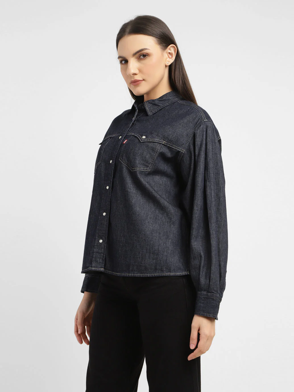 Women's Solid Spread Collar Shirt - Image 4