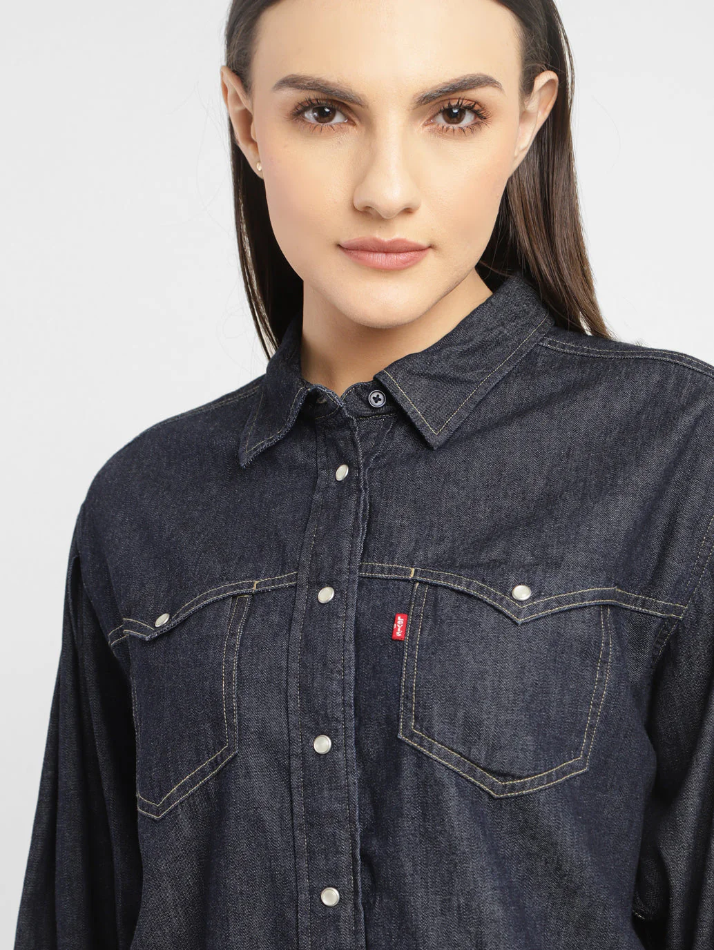 Women's Solid Spread Collar Shirt - Image 5