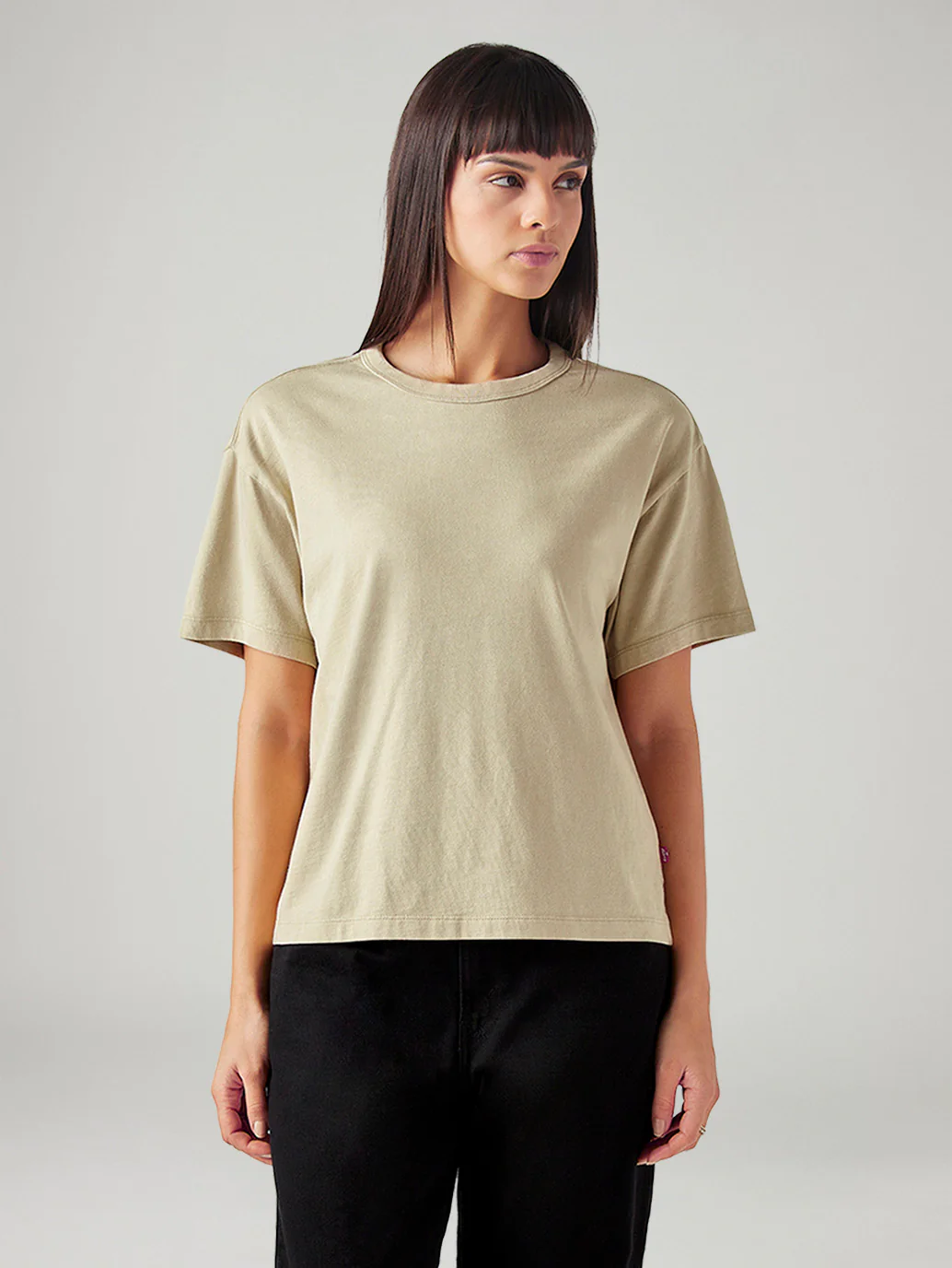 Women's Solid Relaxed Fit T-Shirt - Image 2