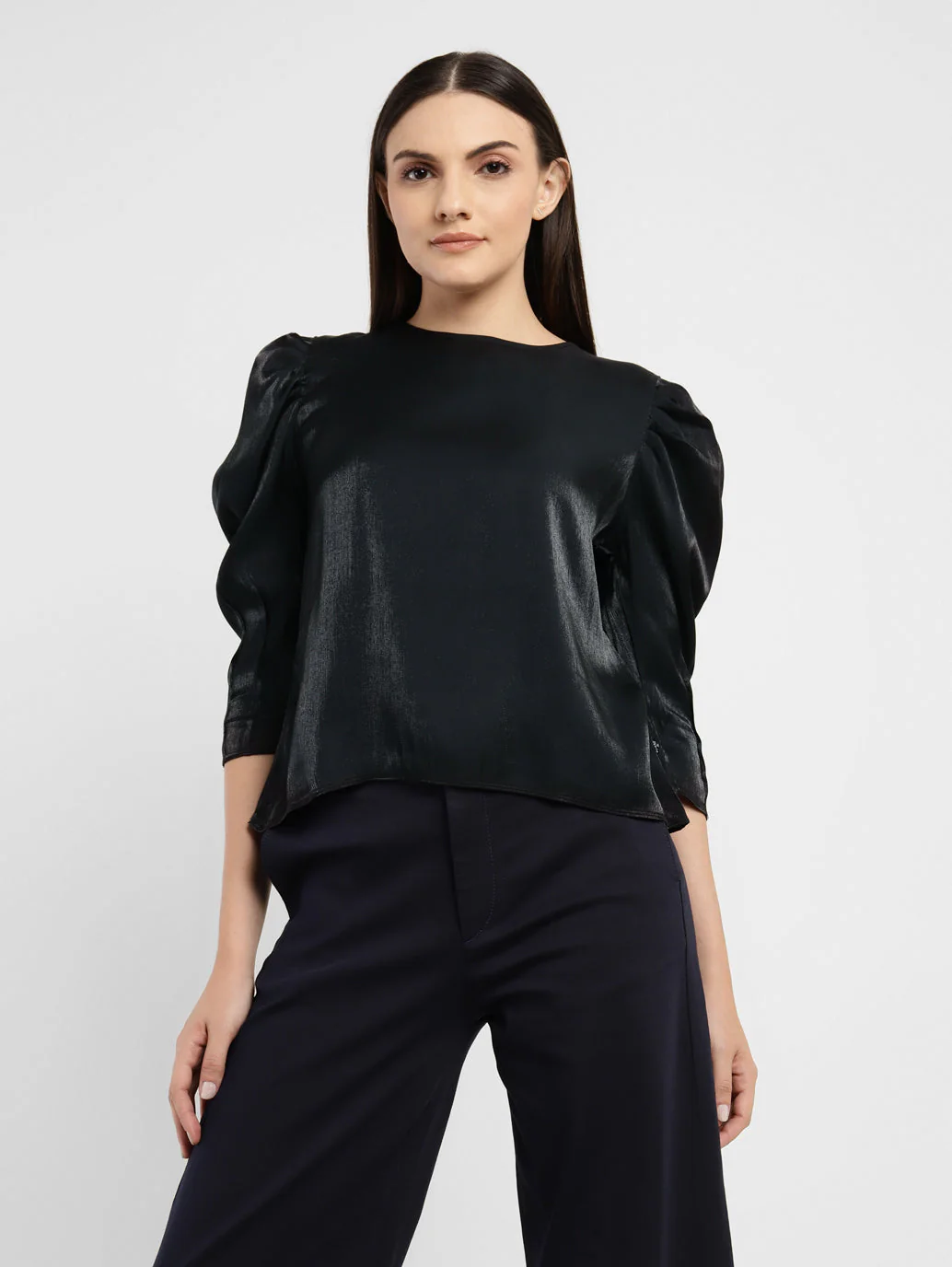 Women's Solid Round Neck Top - Image 2
