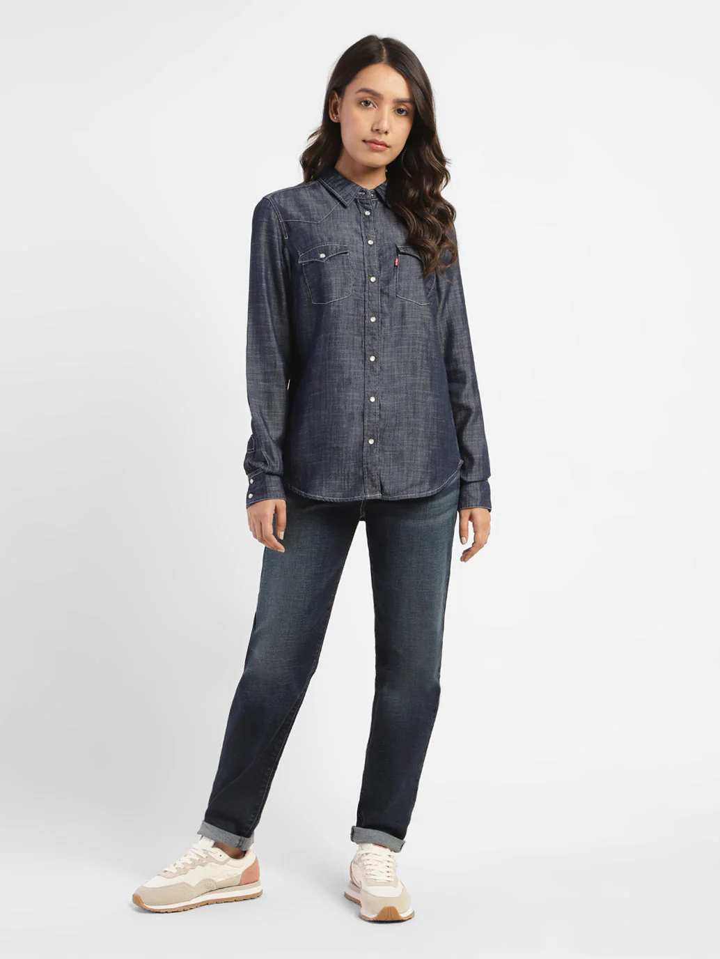 Women's Solid Spread Collar Shirt - Image 11