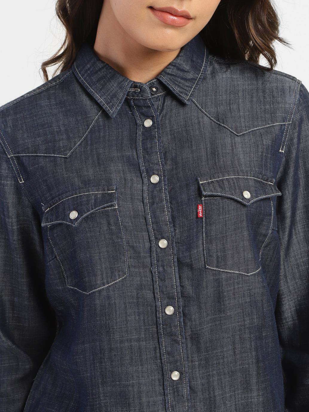 Women's Solid Spread Collar Shirt - Image 12