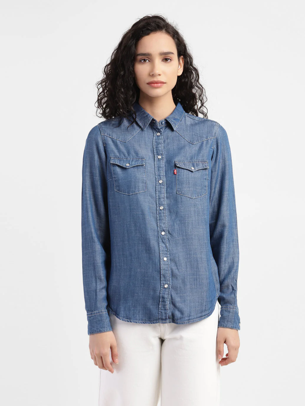 Women's Solid Spread Collar Shirt - Image 2