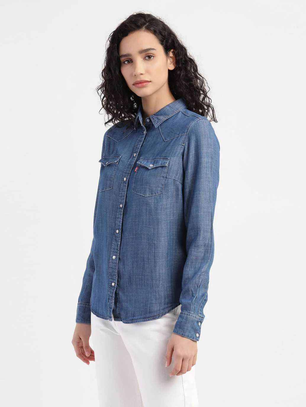 Women's Solid Spread Collar Shirt - Image 4