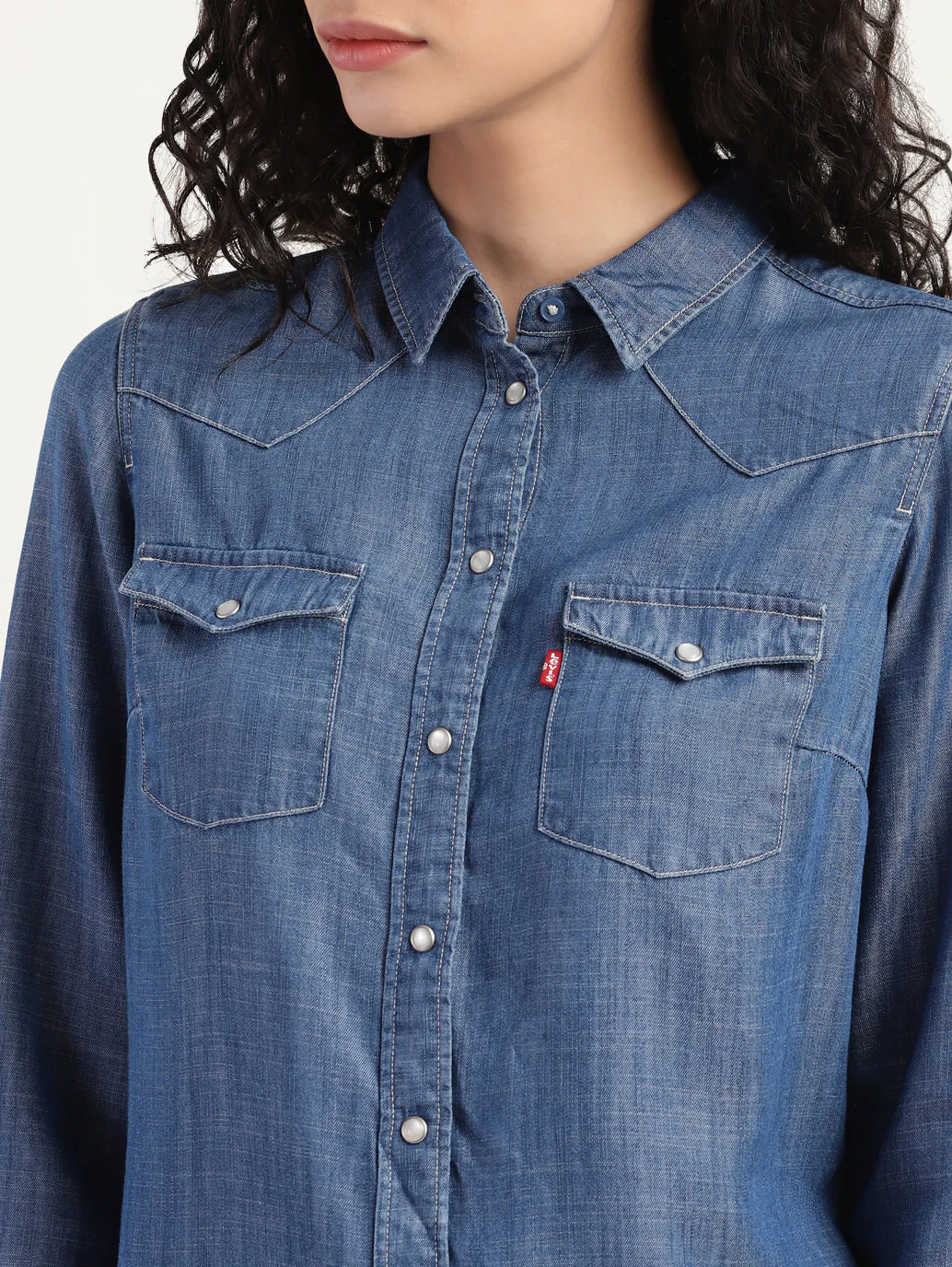 Women's Solid Spread Collar Shirt - Image 6