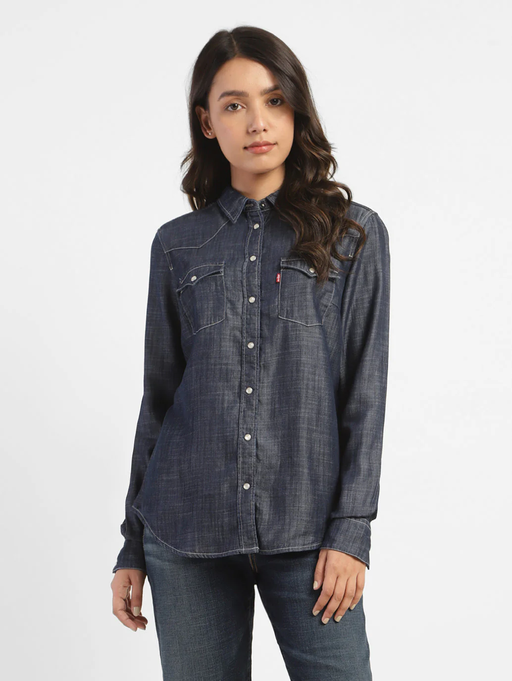 Women's Solid Spread Collar Shirt - Image 8