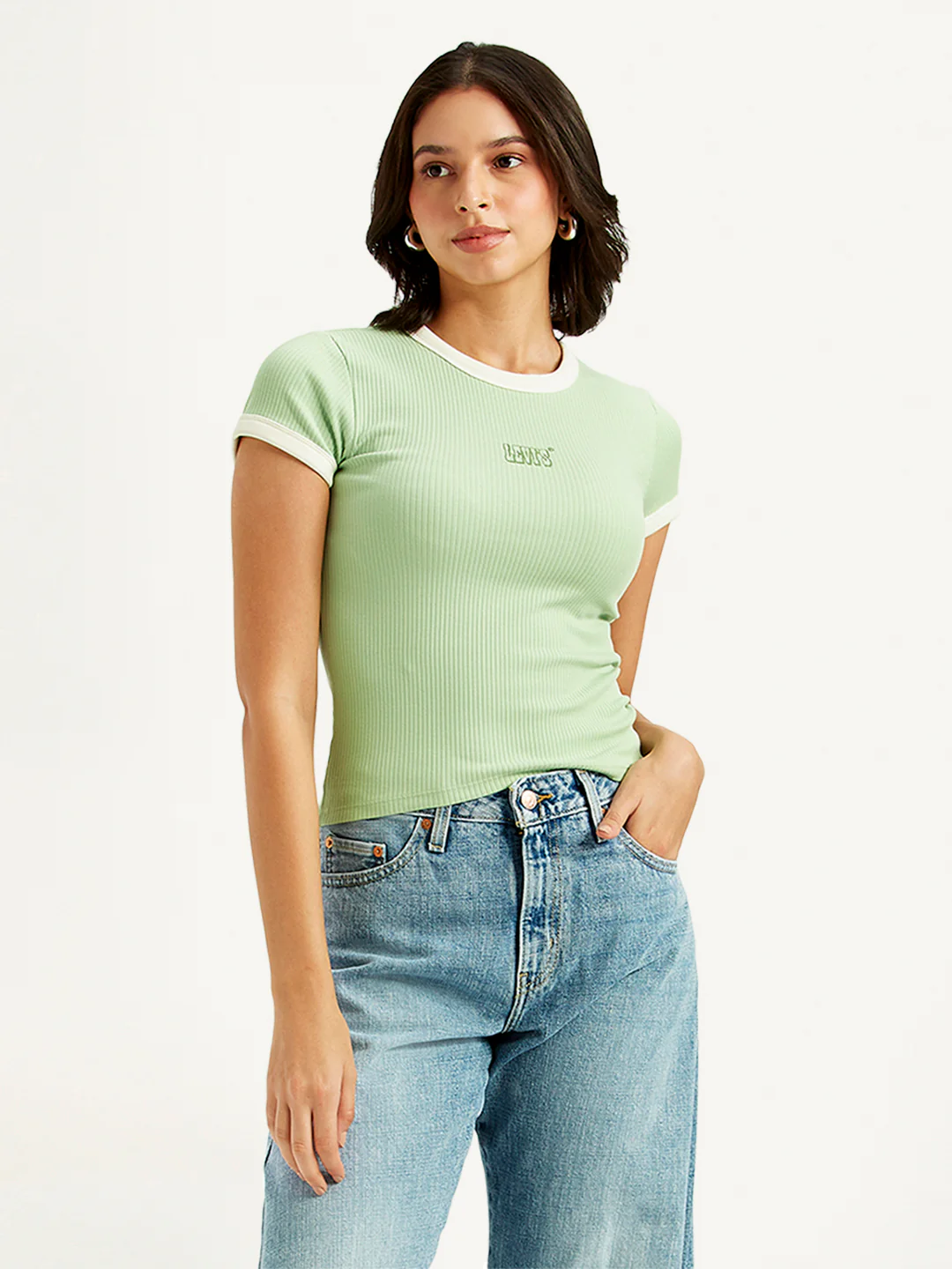 Women's Solid Slim Fit Ringer T-shirt - Image 5
