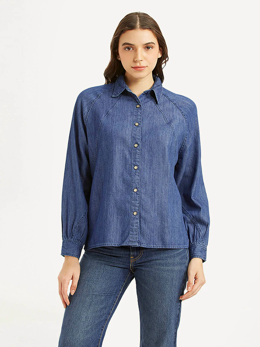 Women's Solid Spread Collar Shirt - Image 2