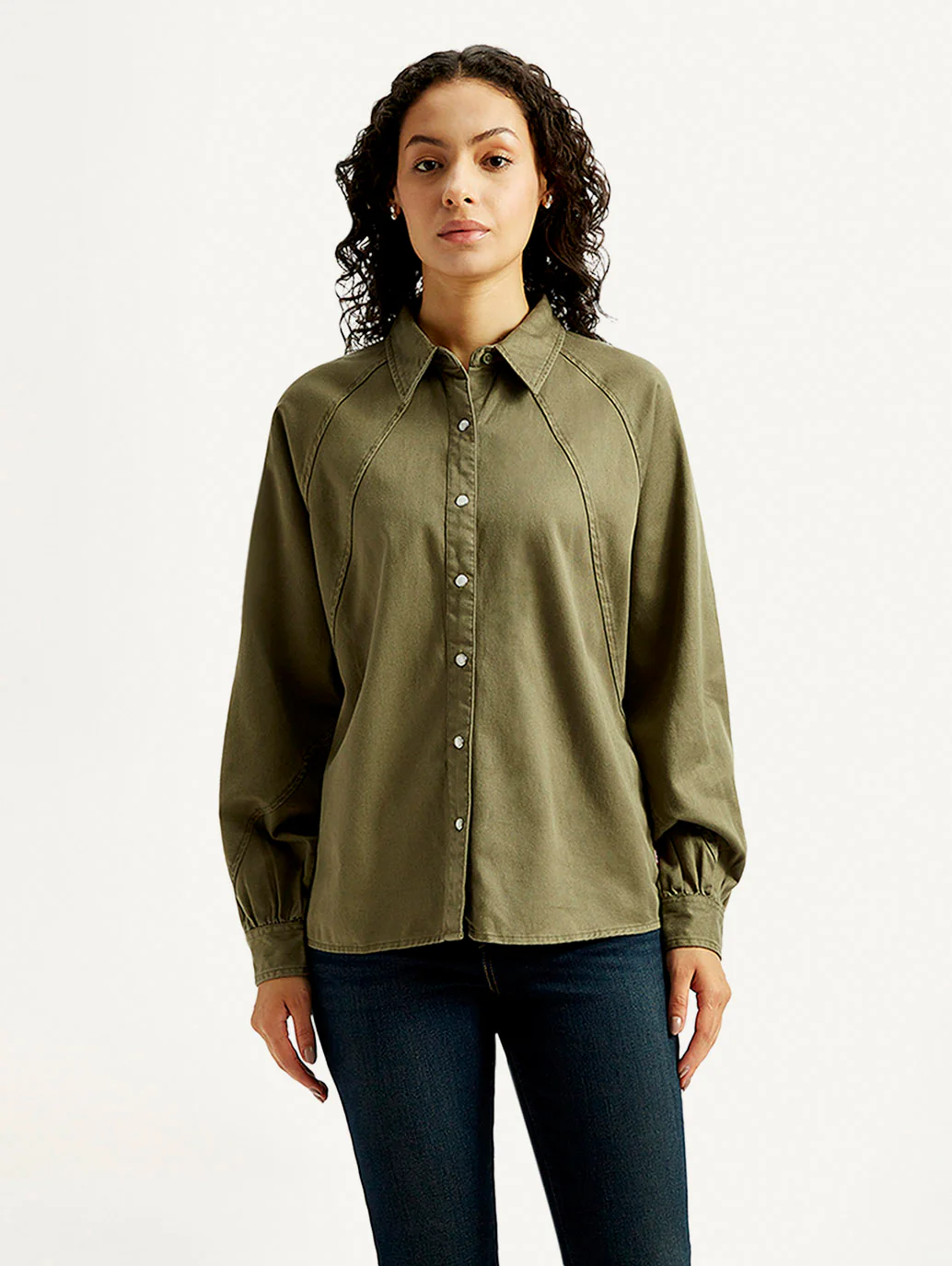 Women's Solid Spread Collar Shirt - Image 5