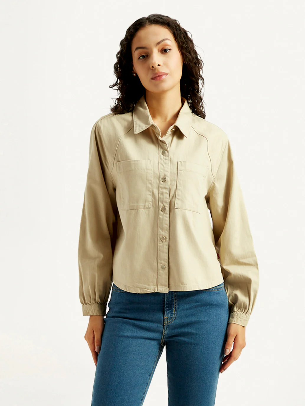 Women's Solid Spread Collar Denim Shirt - Image 2
