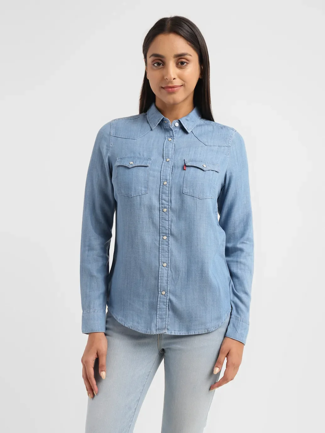 Women's Solid Spread Collar Shirt - Image 2