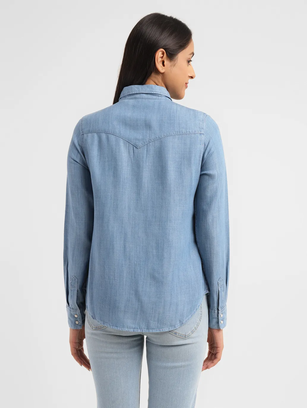 Women's Solid Spread Collar Shirt - Image 3