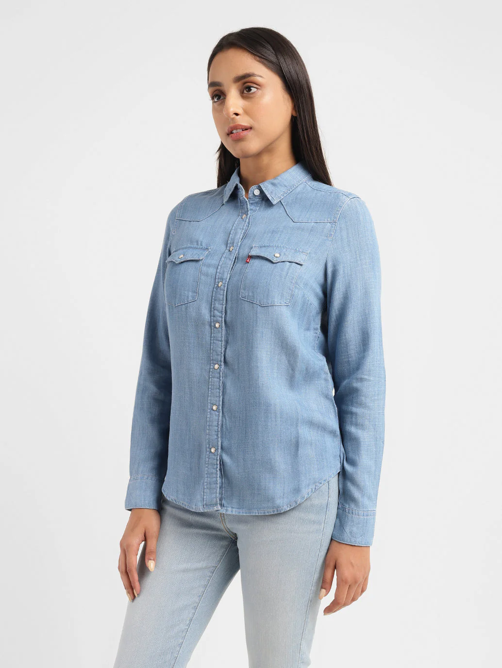Women's Solid Spread Collar Shirt - Image 5