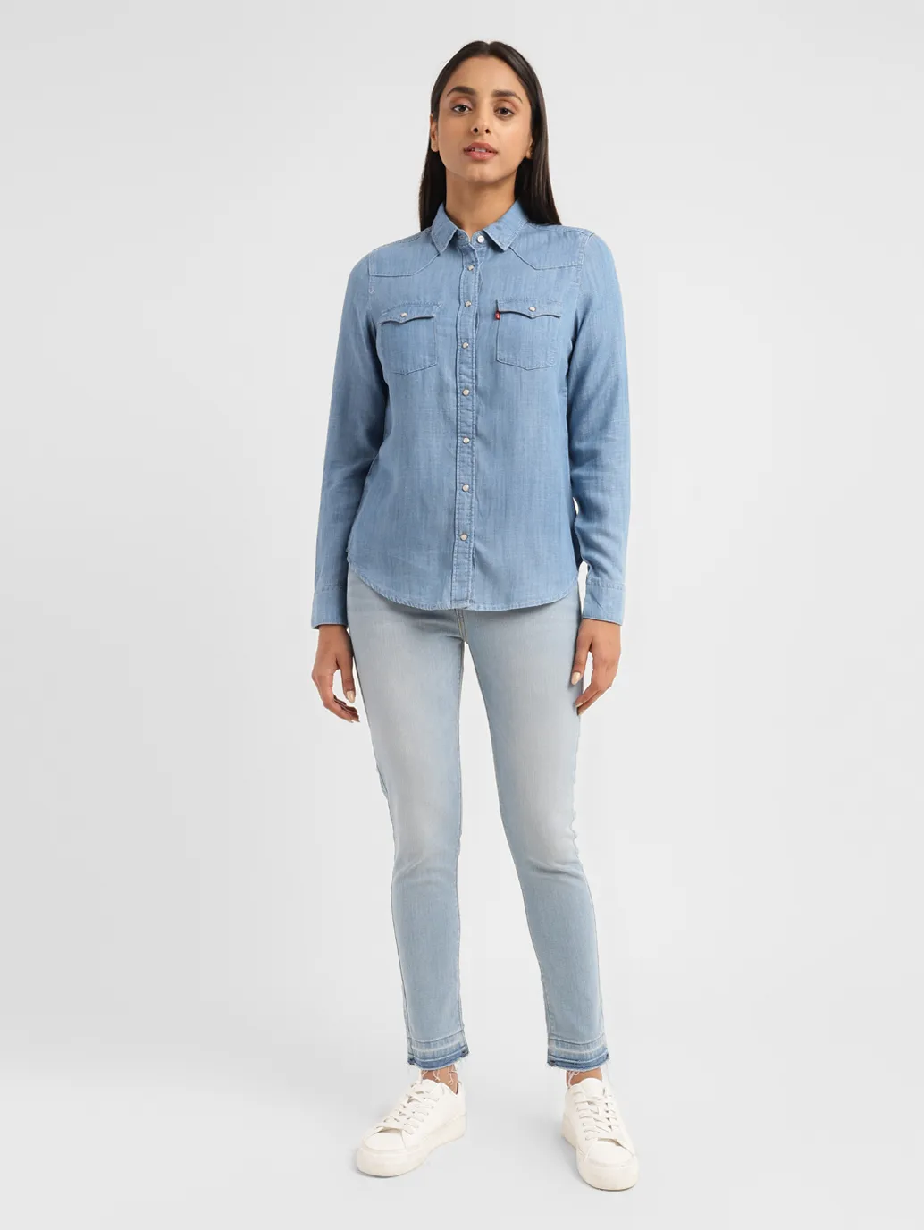 Women's Solid Spread Collar Shirt - Image 6