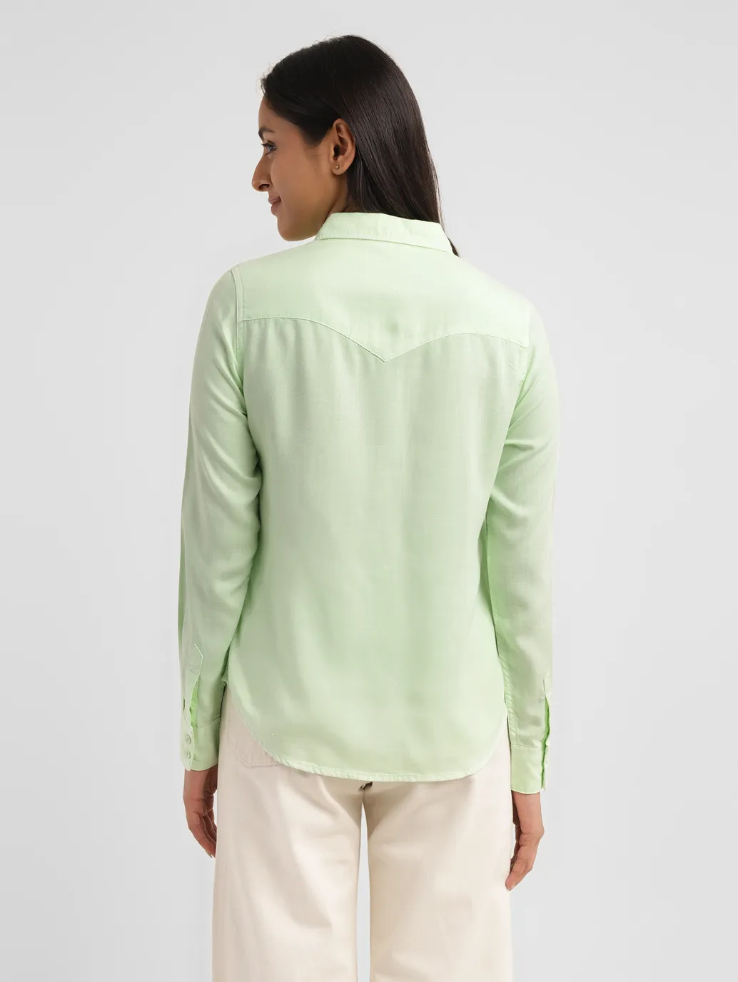 Women's Solid Spread Collar Shirt - Image 3