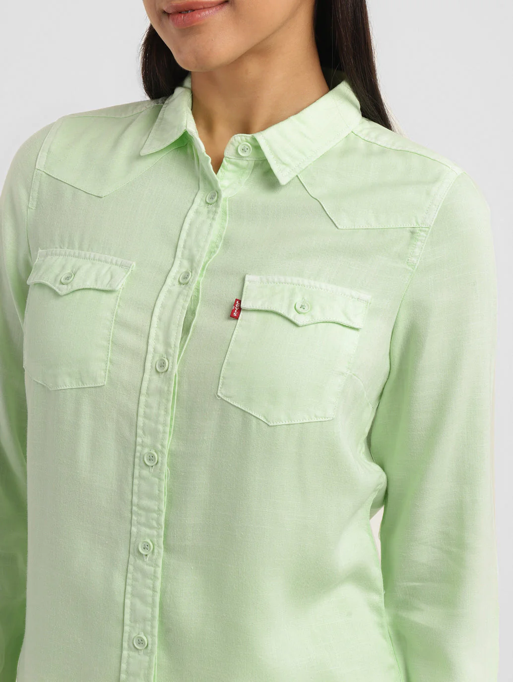 Women's Solid Spread Collar Shirt - Image 4
