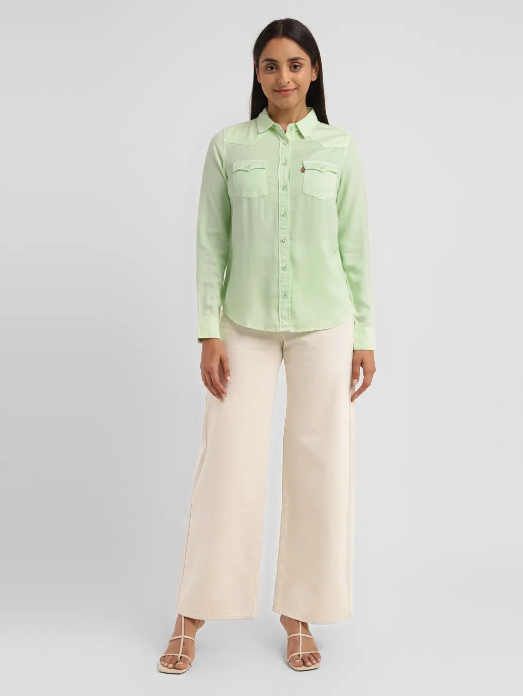 Women's Solid Spread Collar Shirt - Image 6