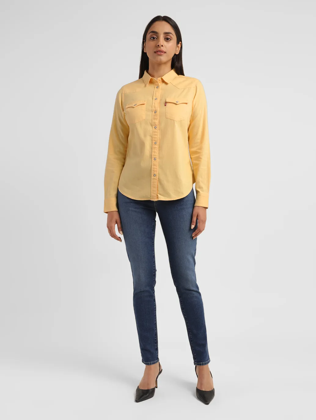 Women's Solid Spread Collar Shirt - Image 6