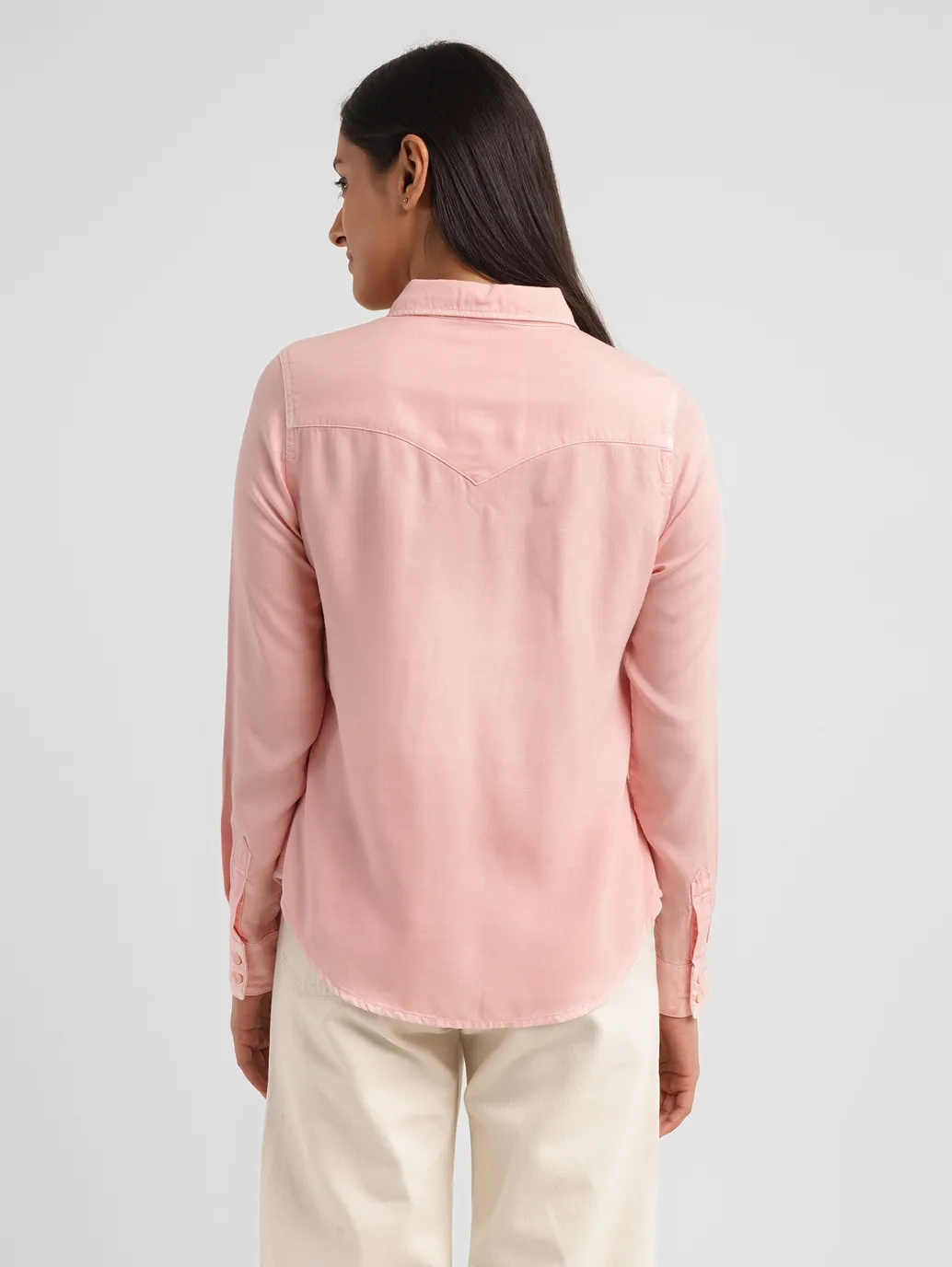 Women's Solid Spread Collar Shirt - Image 3