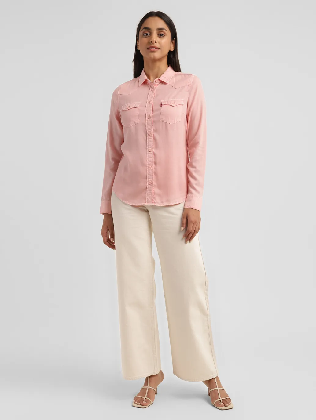 Women's Solid Spread Collar Shirt - Image 6