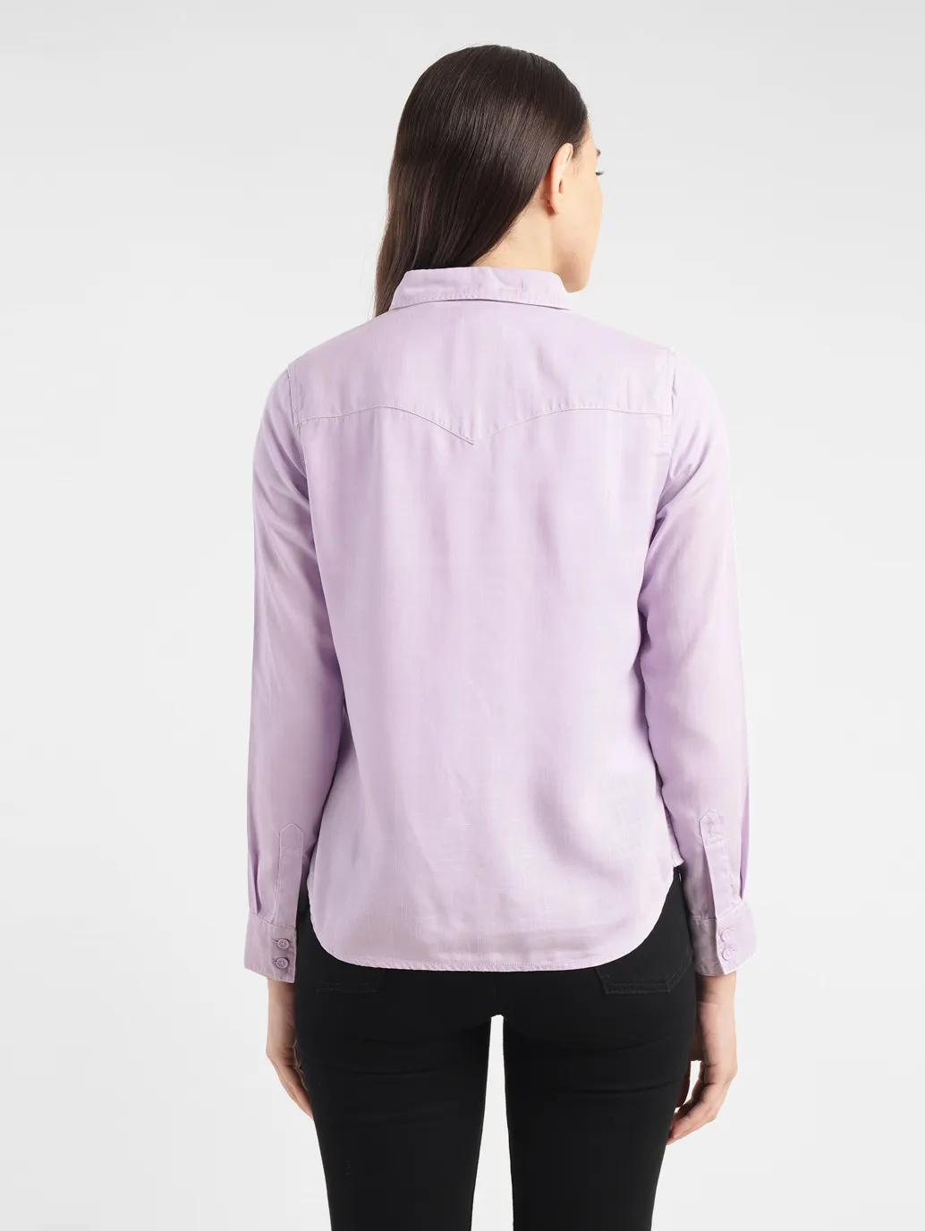 Women's Solid Spread Collar Shirt - Image 3