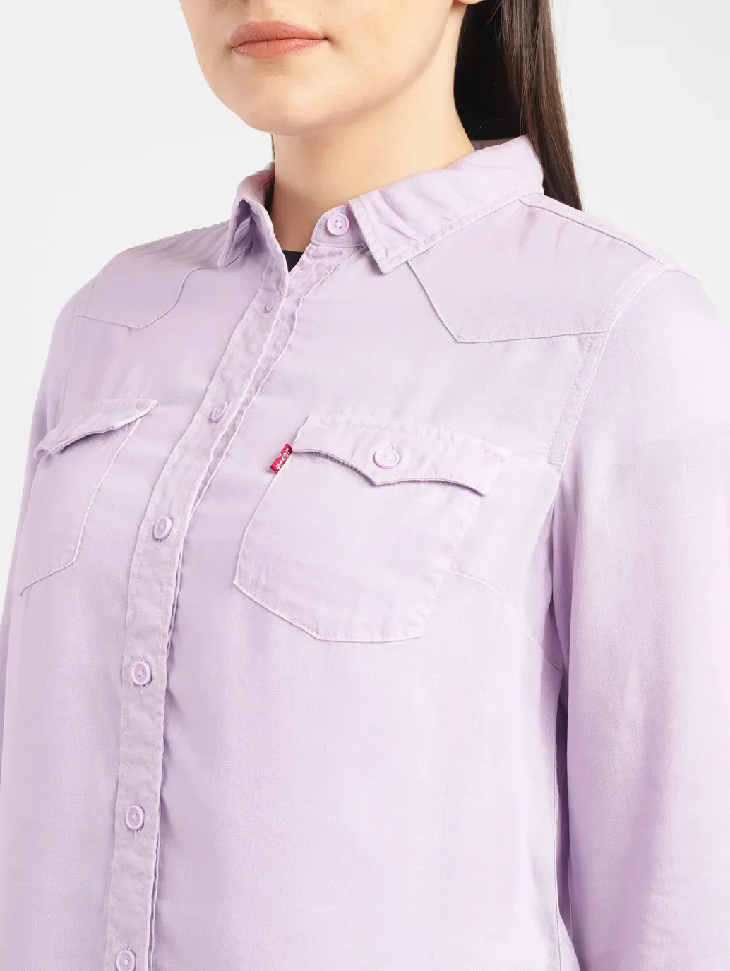 Women's Solid Spread Collar Shirt - Image 5