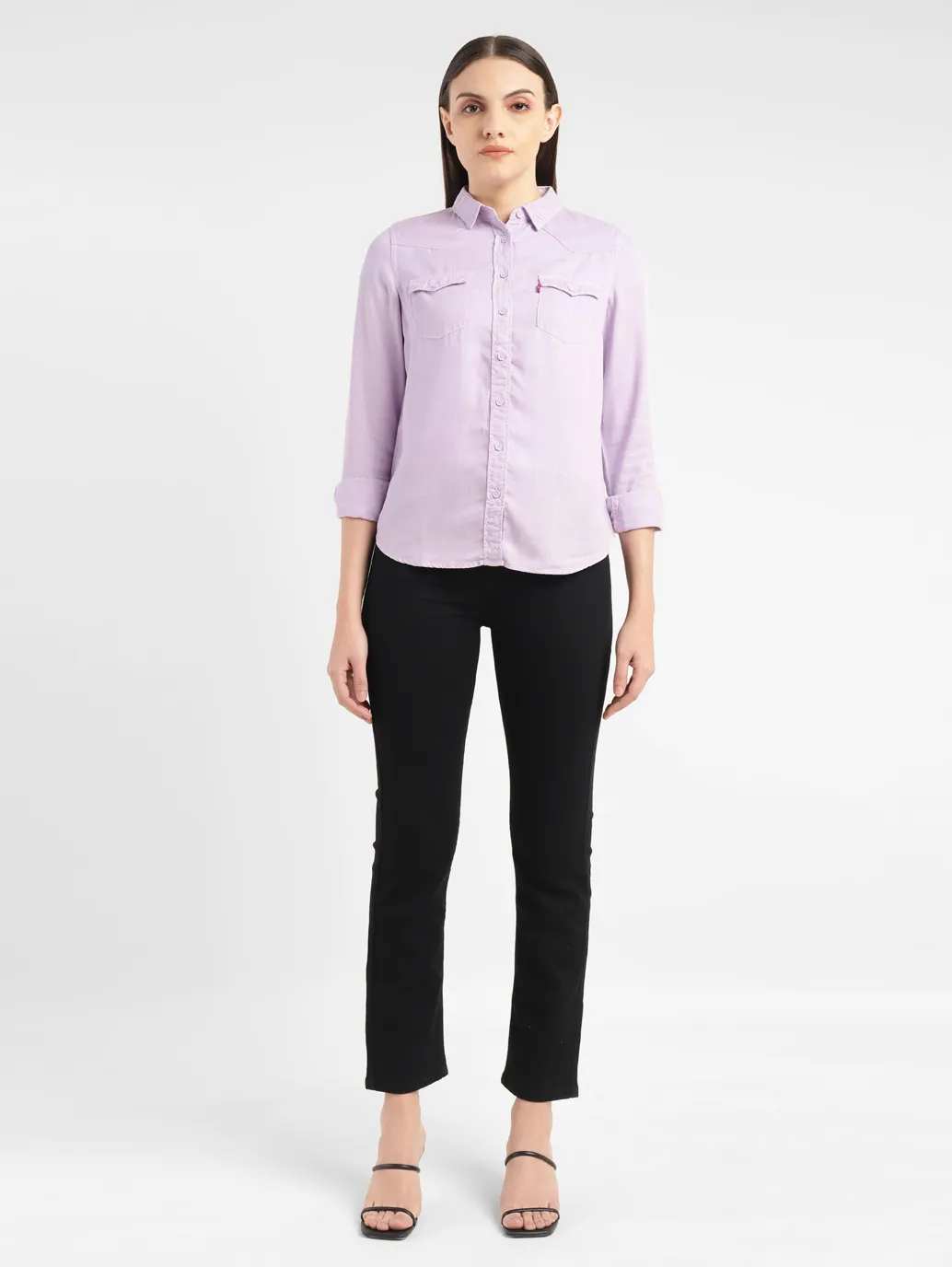 Women's Solid Spread Collar Shirt - Image 6