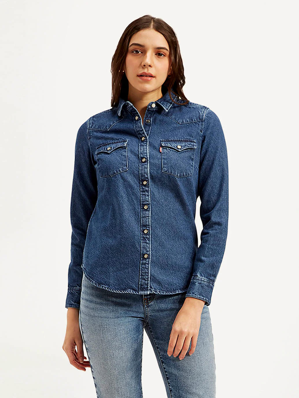 Women's Solid Spread Collar Shirt - Image 2