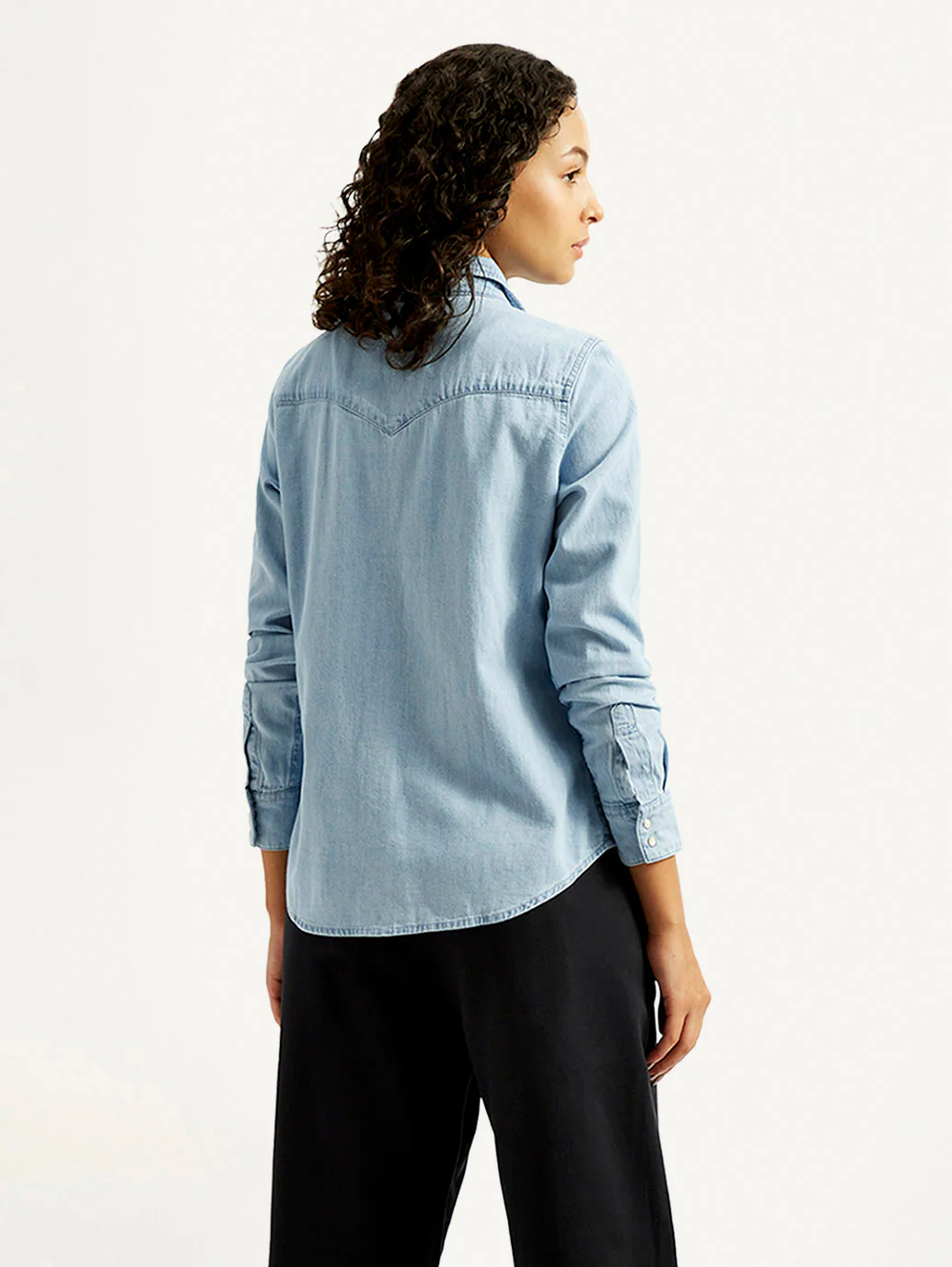 Women's Solid Spread Collar Denim Shirt - Image 2