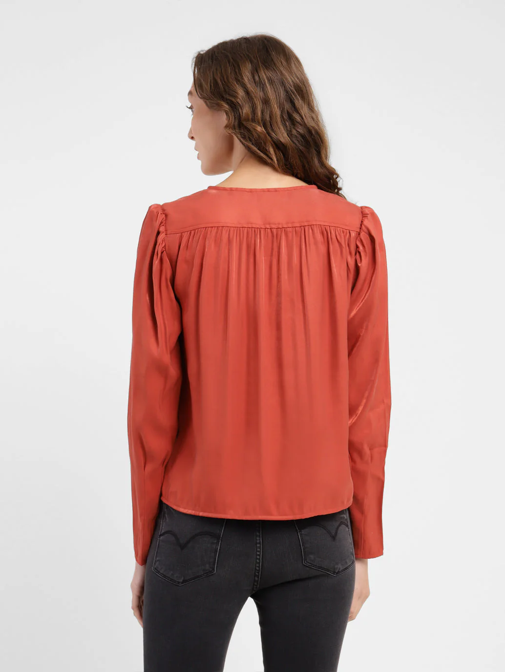 Women's Solid V Neck Top Red - Image 2