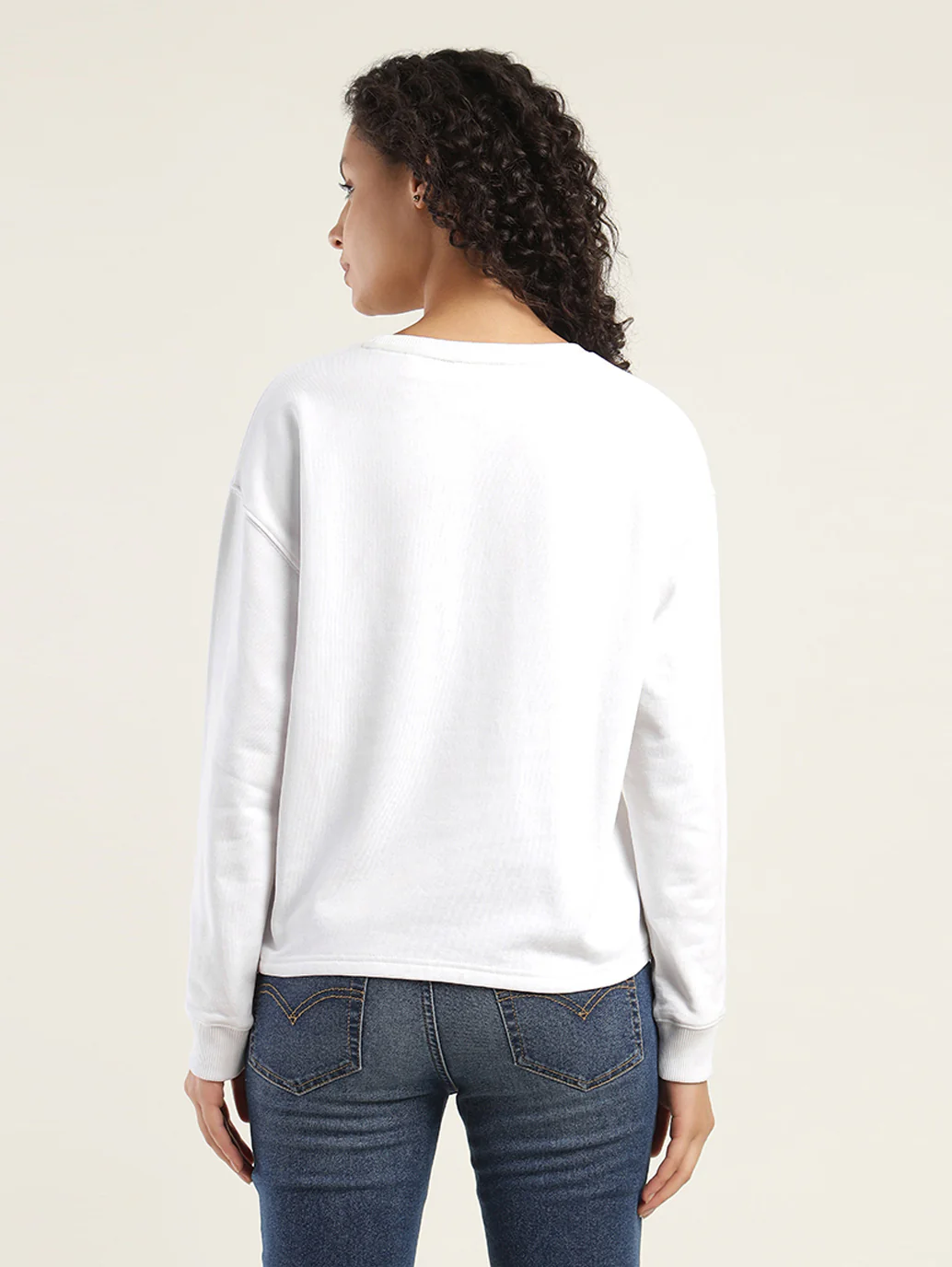 Women's Brand Logo White Crew Neck Sweatshirt - Image 3