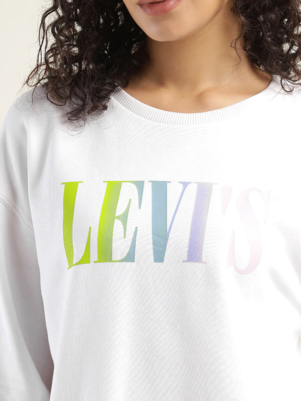 Women's Brand Logo White Crew Neck Sweatshirt - Image 4