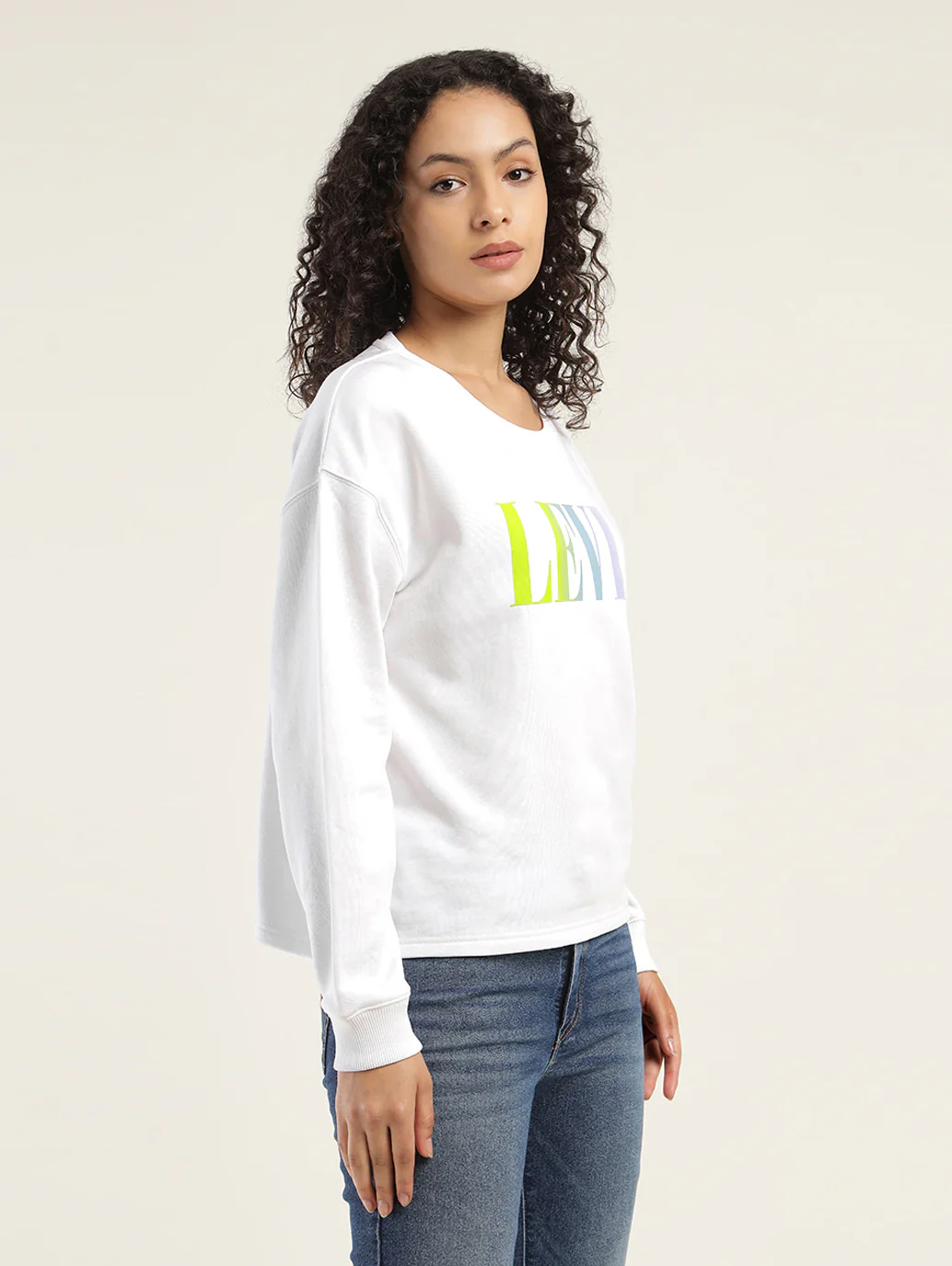 Women's Brand Logo White Crew Neck Sweatshirt - Image 5