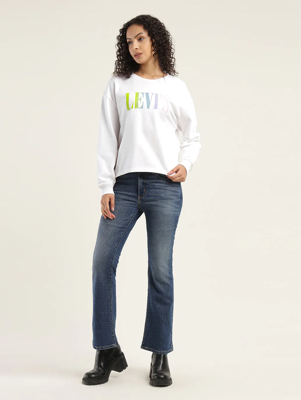 Women's Brand Logo White Crew Neck Sweatshirt - Image 6