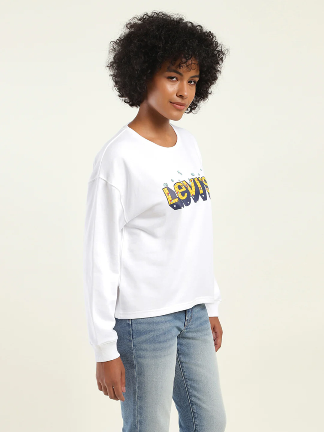 Women's Brand Logo White Crew Neck Sweatshirt - Image 3