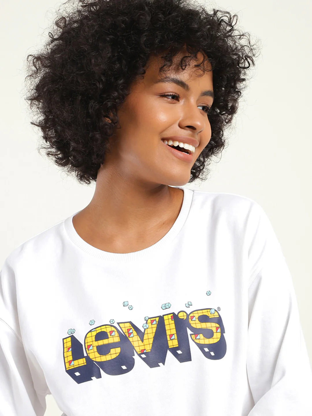 Women's Brand Logo White Crew Neck Sweatshirt - Image 4