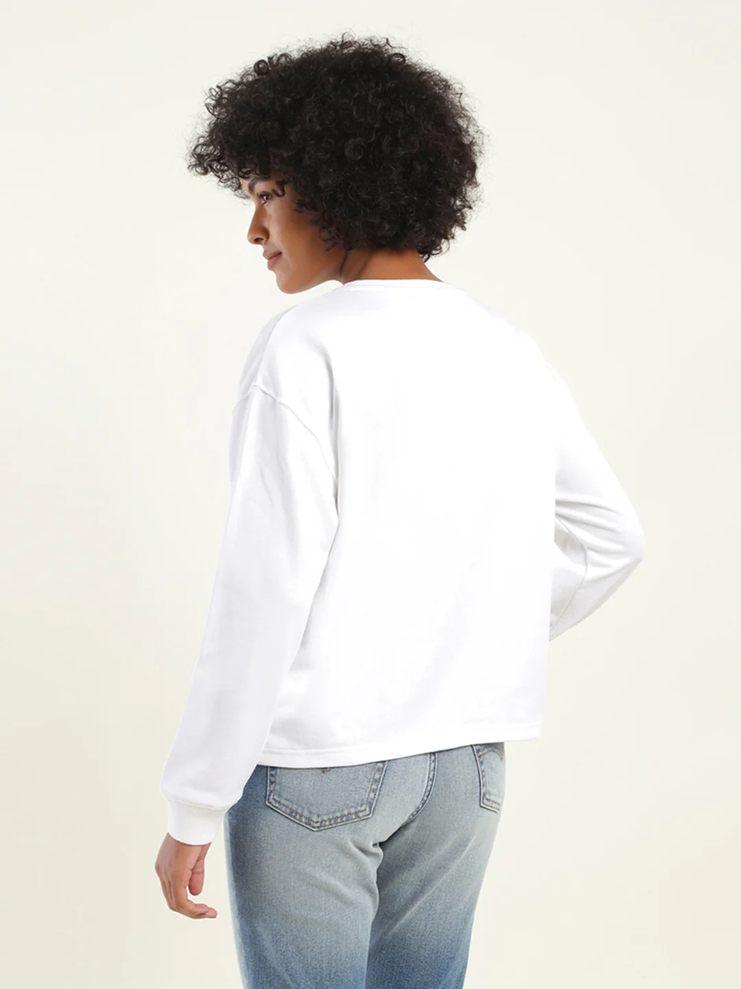 Women's Brand Logo White Crew Neck Sweatshirt - Image 5