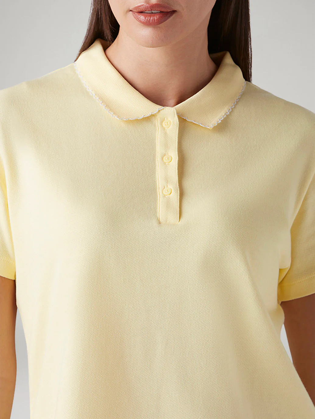 Women's Solid Yellow Polo T-shirt - Image 4